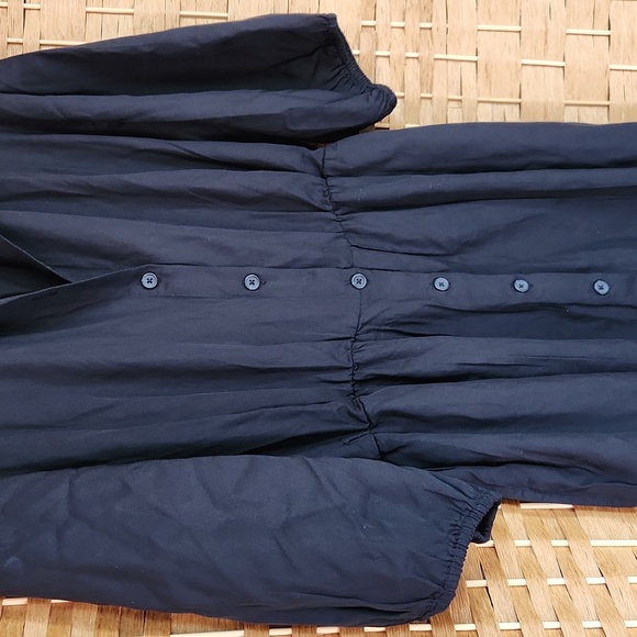 The Drop, Fall, Spring Black V-Neck Poplin, Prarie Shortsleeve Midi Dress Sz XXL - Picture 4 of 11